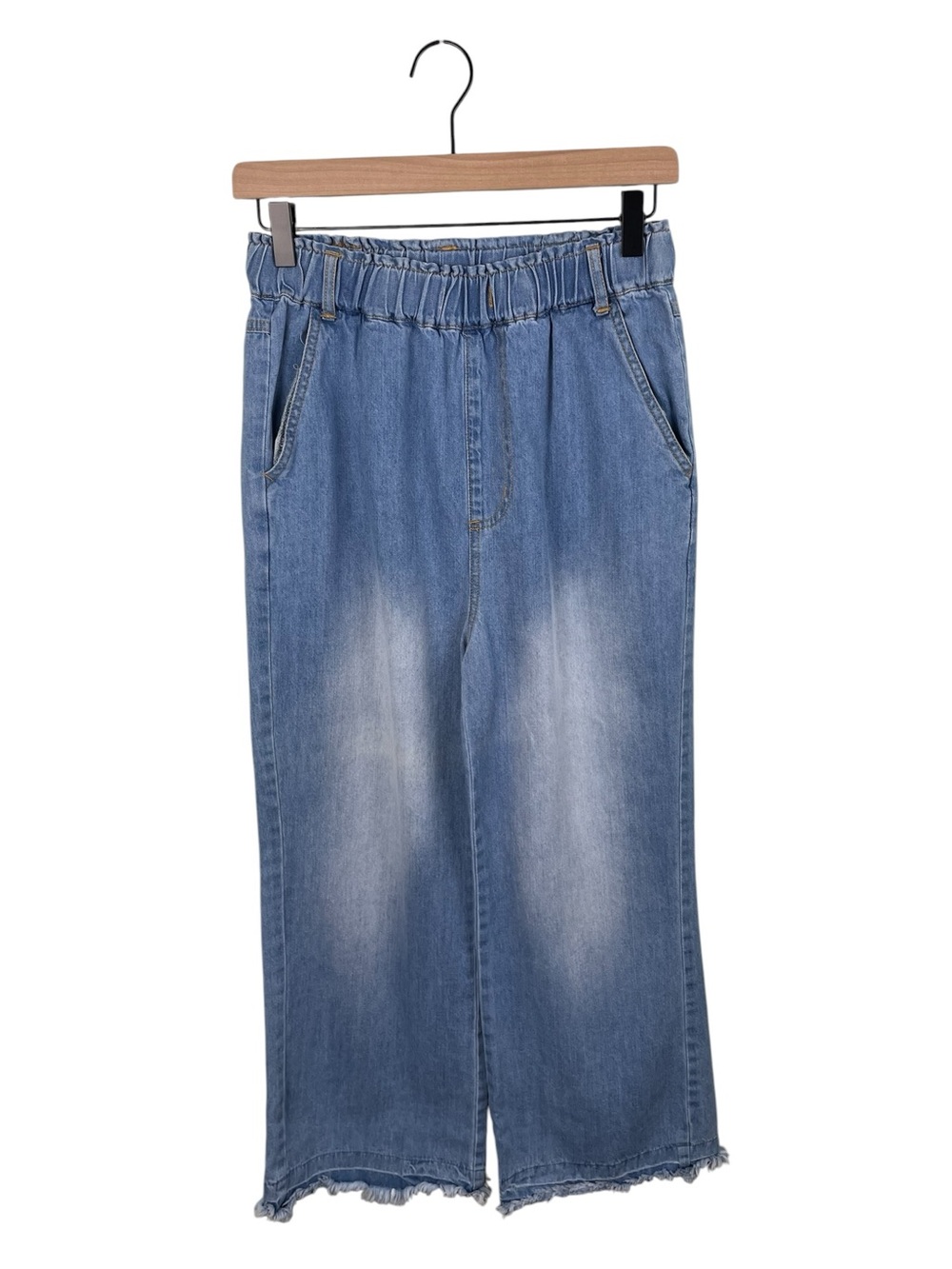 Doe & Rae Jeans Women's Size Small Raw Hem Wide Leg Cropped Denim Bohemian Boho